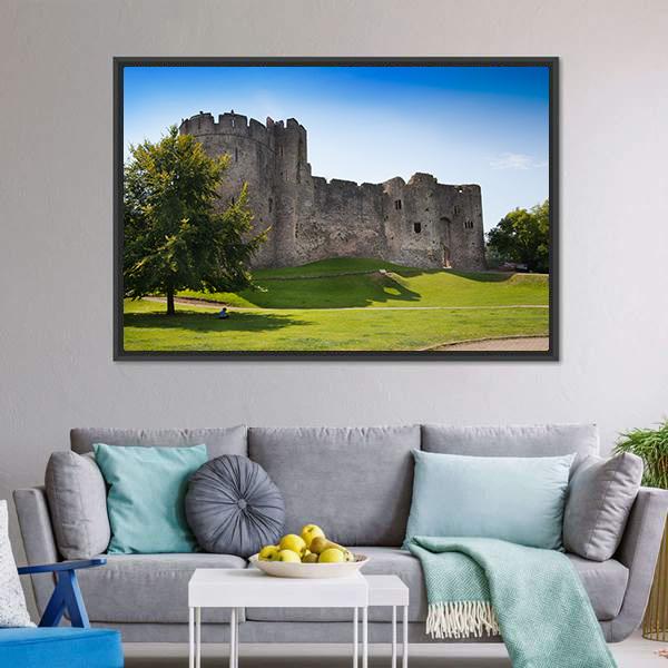 Chepstow Castle Canvas Wall Art-1 Piece-Floating Frame-24" x 16"-Tiaracle