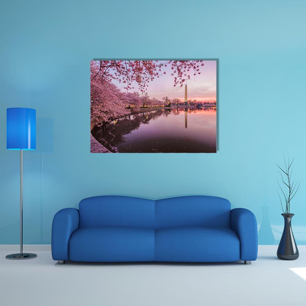 Cherry Blossoms In Peak Bloom Canvas Wall Art-1 Piece-Gallery Wrap-48" x 32"-Tiaracle
