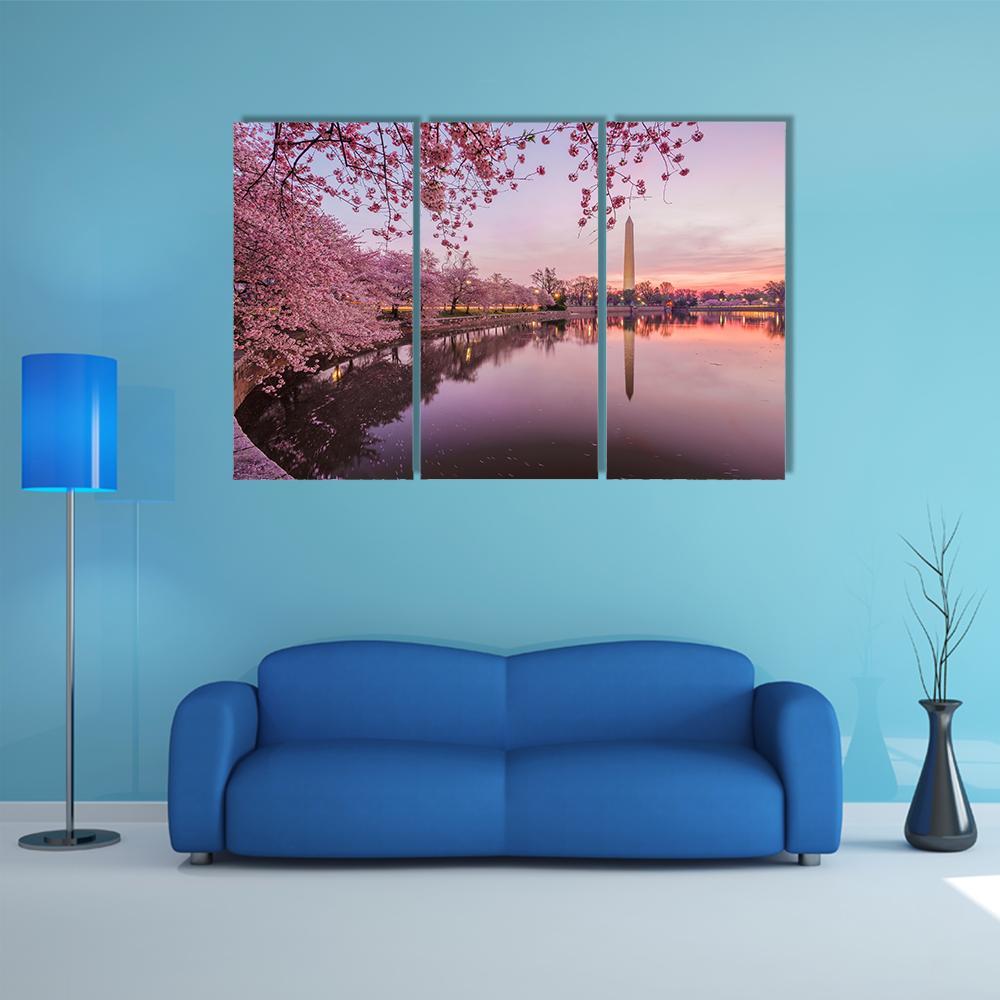 Cherry Blossoms In Peak Bloom Canvas Wall Art-3 Horizontal-Gallery Wrap-37" x 24"-Tiaracle