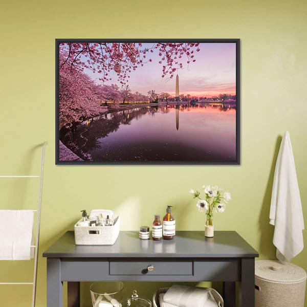 Cherry Blossoms In Peak Bloom Canvas Wall Art-3 Horizontal-Gallery Wrap-25" x 16"-Tiaracle