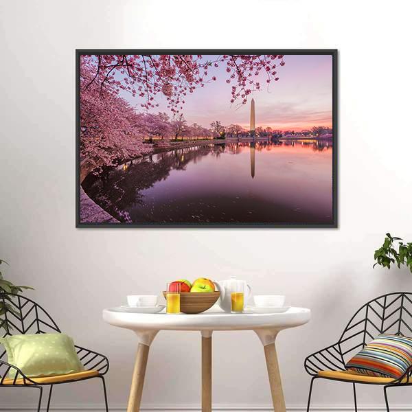 Cherry Blossoms In Peak Bloom Canvas Wall Art-3 Horizontal-Gallery Wrap-25" x 16"-Tiaracle
