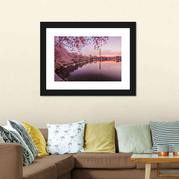 Cherry Blossoms In Peak Bloom Canvas Wall Art-3 Horizontal-Gallery Wrap-25" x 16"-Tiaracle