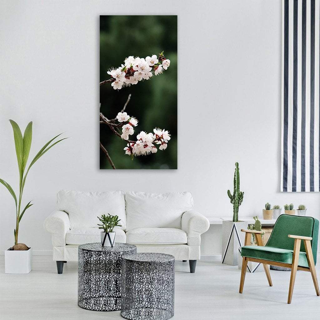 Cherry Flowers Tree Vertical Canvas Wall Art-3 Vertical-Gallery Wrap-12" x 25"-Tiaracle