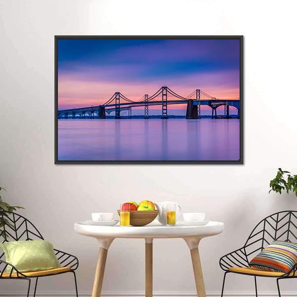Chesapeake Bay Bridge Canvas Wall Art-3 Horizontal-Gallery Wrap-25&quot; x 16&quot;-Tiaracle