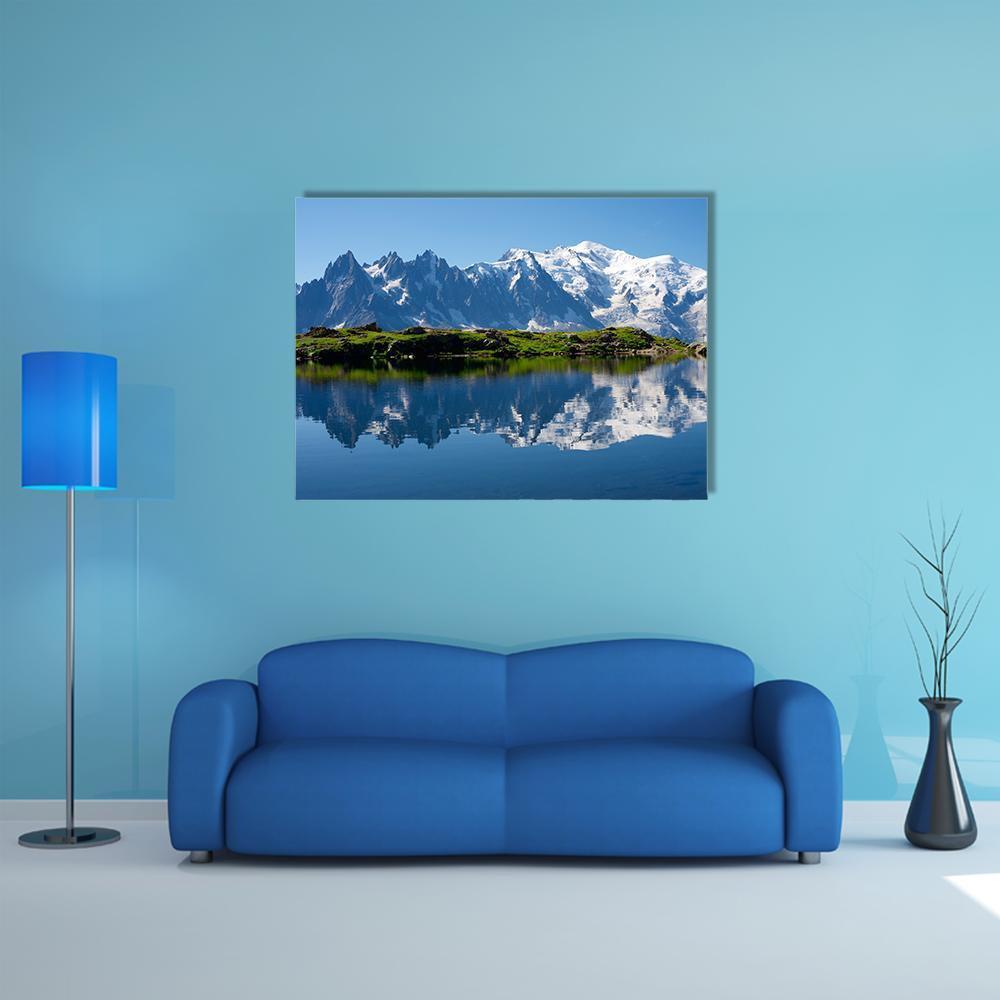 Cheserys Lake With Mountain Canvas Wall Art-1 Piece-Gallery Wrap-48" x 32"-Tiaracle
