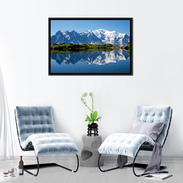 Cheserys Lake With Mountain Canvas Wall Art-3 Horizontal-Gallery Wrap-25" x 16"-Tiaracle