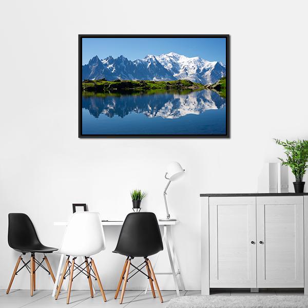 Cheserys Lake With Mountain Canvas Wall Art-3 Horizontal-Gallery Wrap-25" x 16"-Tiaracle