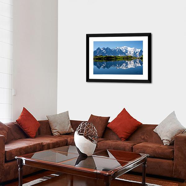 Cheserys Lake With Mountain Canvas Wall Art-3 Horizontal-Gallery Wrap-25" x 16"-Tiaracle