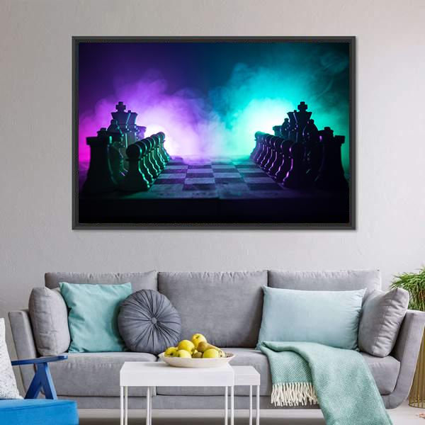 Chess Board Game Panoramic Canvas Wall Art-1 Piece-36&quot; x 12&quot;-Tiaracle