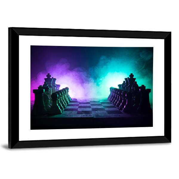Chess Board Game Panoramic Canvas Wall Art-1 Piece-36" x 12"-Tiaracle