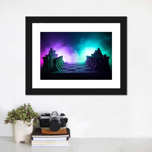 Chess Board Game Panoramic Canvas Wall Art-1 Piece-36&quot; x 12&quot;-Tiaracle