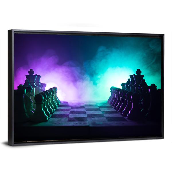 Chess Board Game Panoramic Canvas Wall Art-1 Piece-36" x 12"-Tiaracle