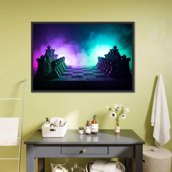 Chess Board Game Panoramic Canvas Wall Art-1 Piece-36" x 12"-Tiaracle