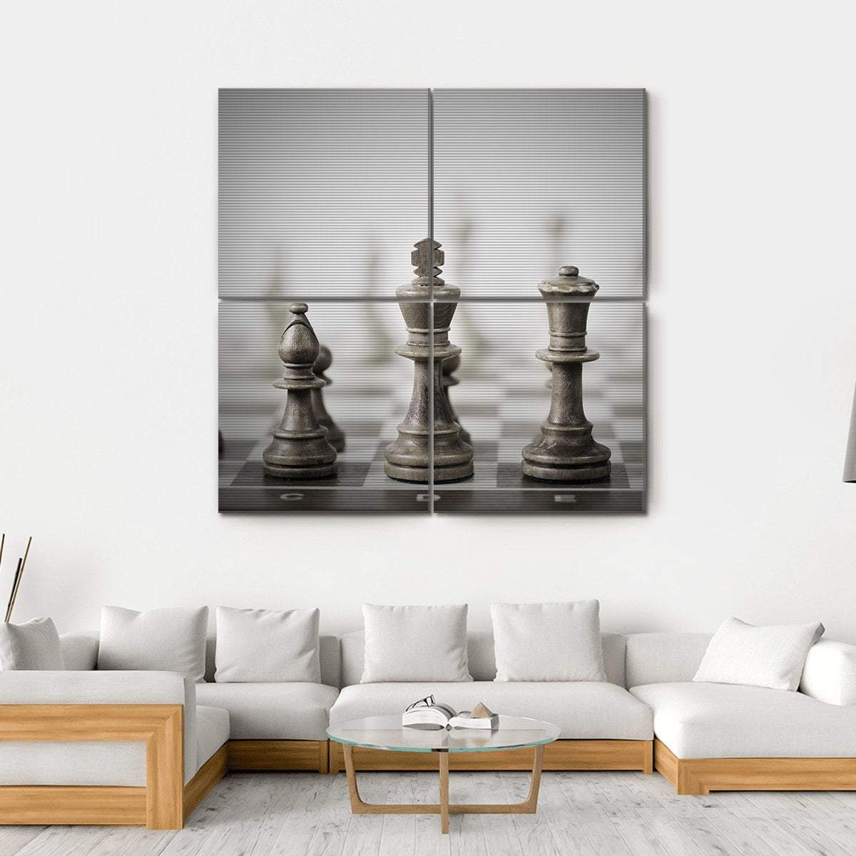 Chess Game Abstract Canvas Wall Art-4 Square-Gallery Wrap-17" x 17"-Tiaracle