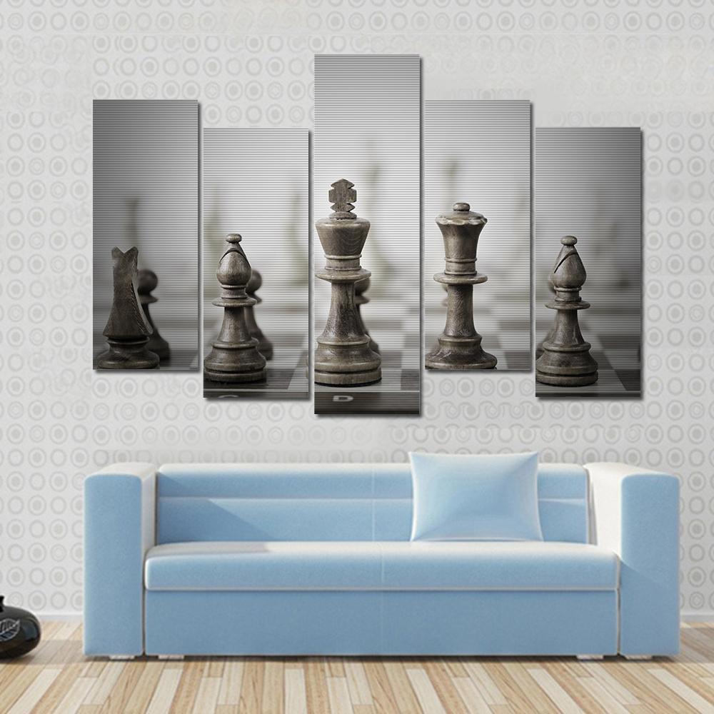 Chess Game Abstract Canvas Wall Art-5 Pop-Gallery Wrap-47&quot; x 32&quot;-Tiaracle