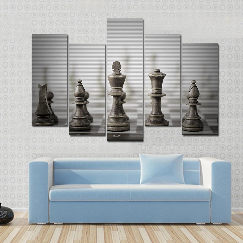 Chess Game Abstract Canvas Wall Art-5 Pop-Gallery Wrap-47" x 32"-Tiaracle