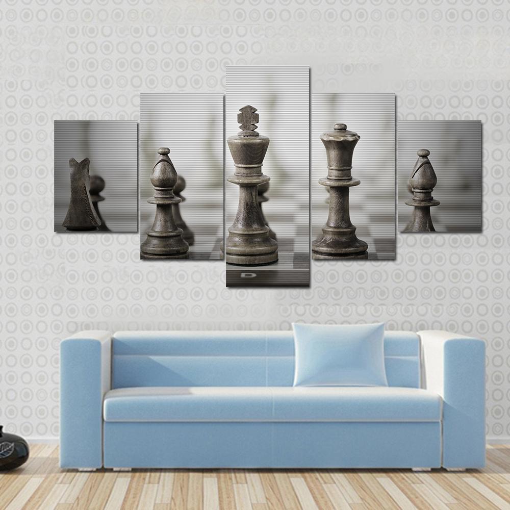 Chess Game Abstract Canvas Wall Art-5 Star-Gallery Wrap-62&quot; x 32&quot;-Tiaracle