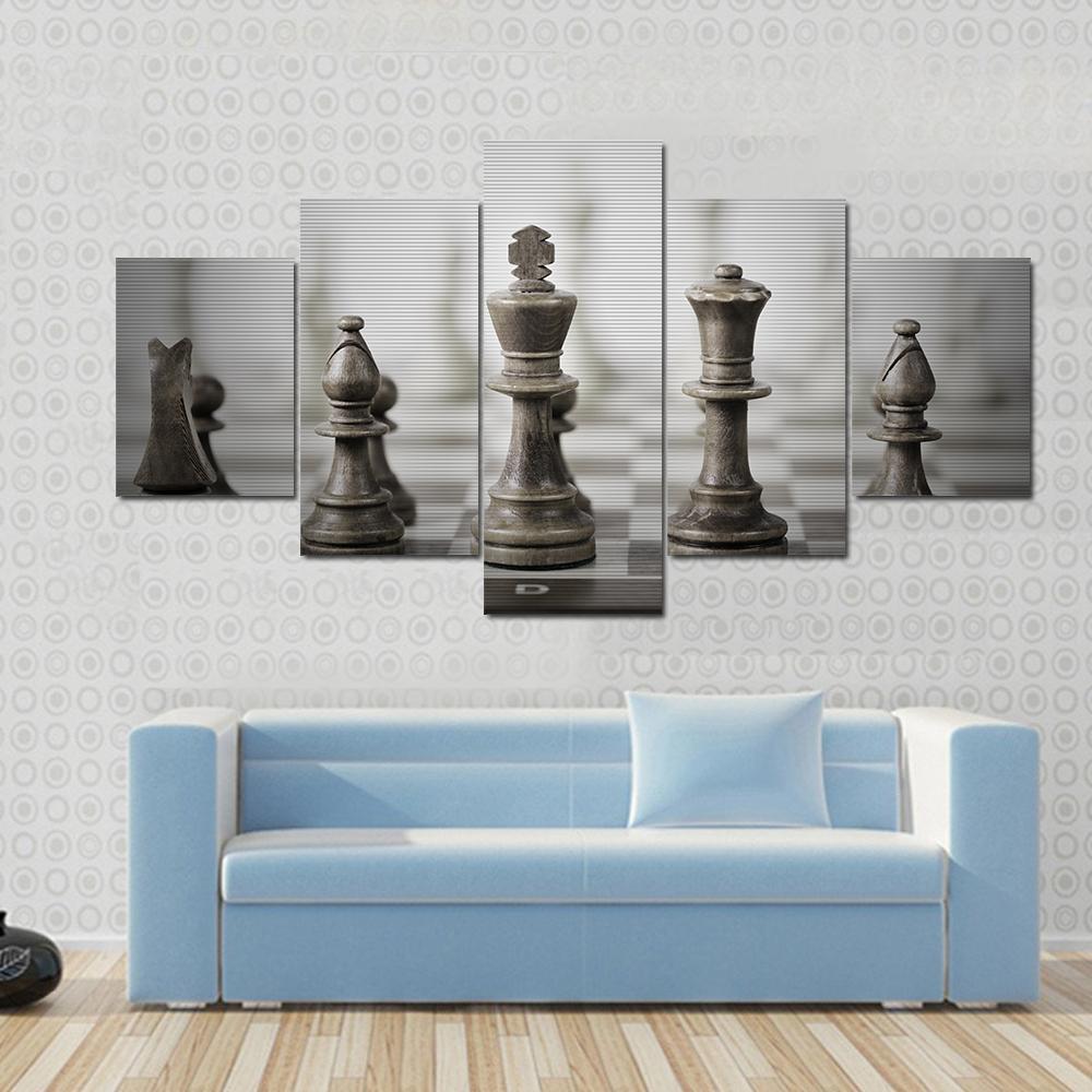 Chess Game Abstract Canvas Wall Art-5 Pop-Gallery Wrap-47" x 32"-Tiaracle