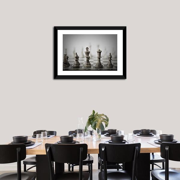 Chess Game Abstract Panoramic Canvas Wall Art-1 Piece-36&quot; x 12&quot;-Tiaracle