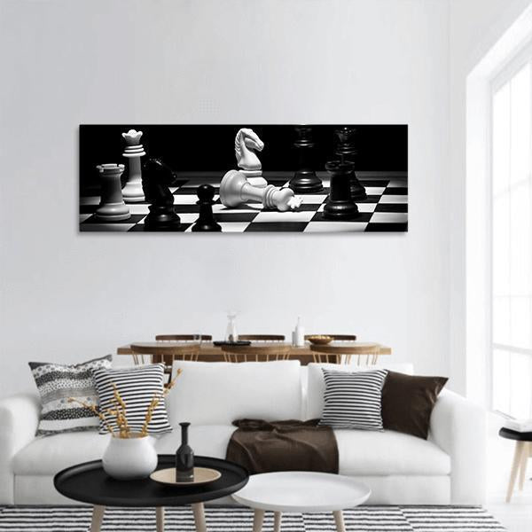 Chess Game Panoramic Canvas Wall Art-1 Piece-36" x 12"-Tiaracle