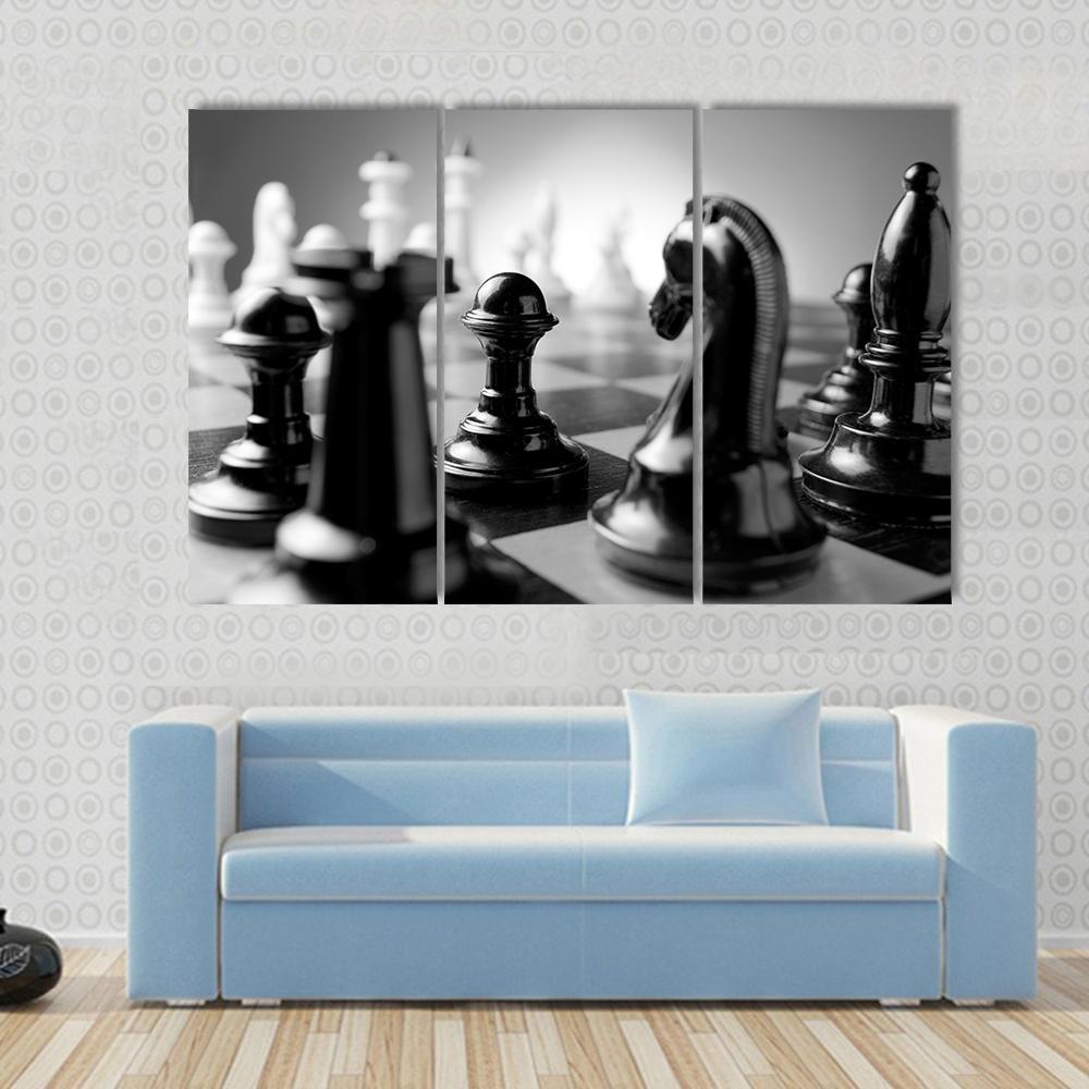 Chess Board Canvas Wall Art-3 Horizontal-Gallery Wrap-37&quot; x 24&quot;-Tiaracle