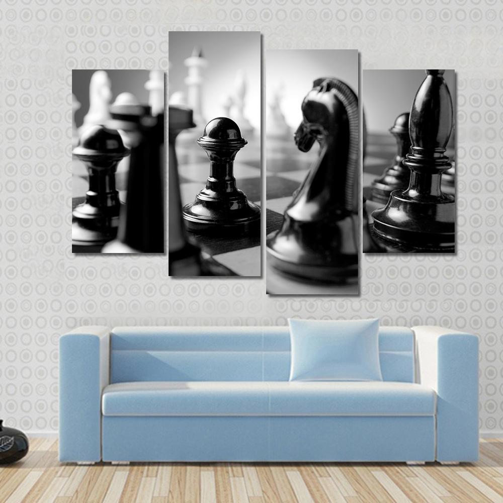 Chess Board Canvas Wall Art-4 Pop-Gallery Wrap-50" x 32"-Tiaracle