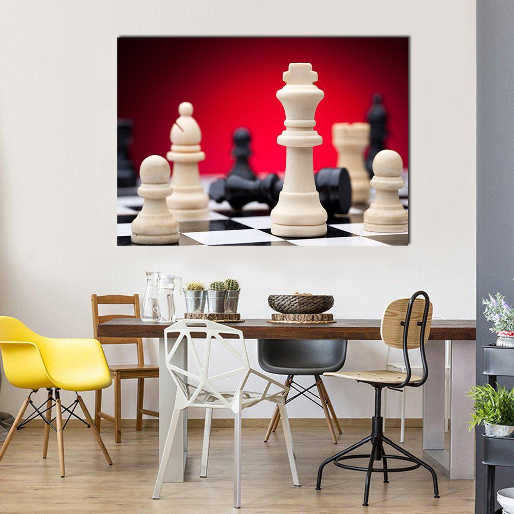 Chess Pieces Canvas Wall Art-1 Piece-Gallery Wrap-36" x 24"-Tiaracle