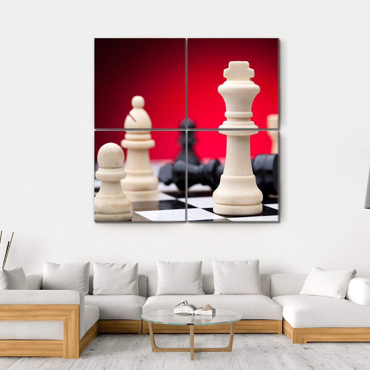 Chess Pieces Canvas Wall Art-4 Square-Gallery Wrap-17" x 17"-Tiaracle