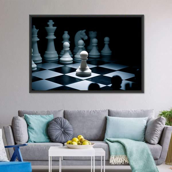Chess White Go The First Canvas Wall Art-1 Piece-Floating Frame-24&quot; x 16&quot;-Tiaracle