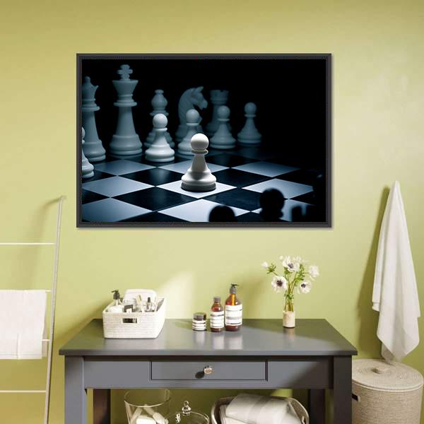 Chess White Go The First Canvas Wall Art-5 Horizontal-Gallery Wrap-22&quot; x 12&quot;-Tiaracle