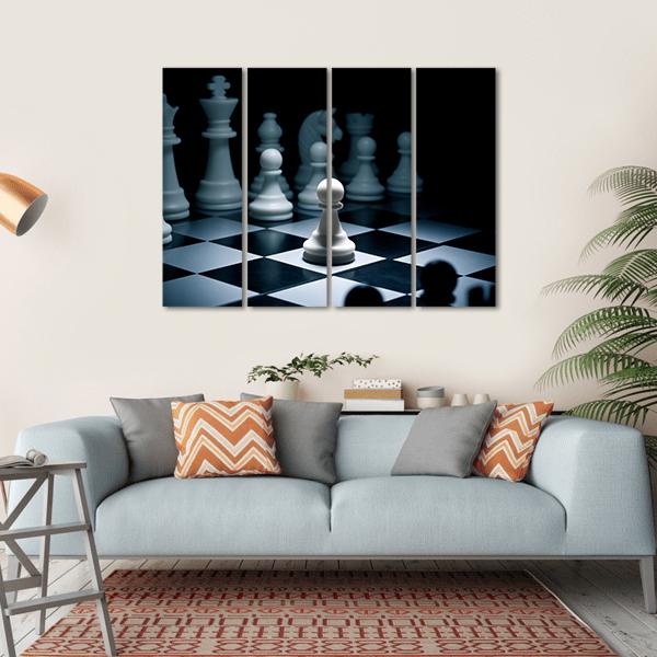 Chess White Go The First Canvas Wall Art-4 Horizontal-Gallery Wrap-34&quot; x 24&quot;-Tiaracle