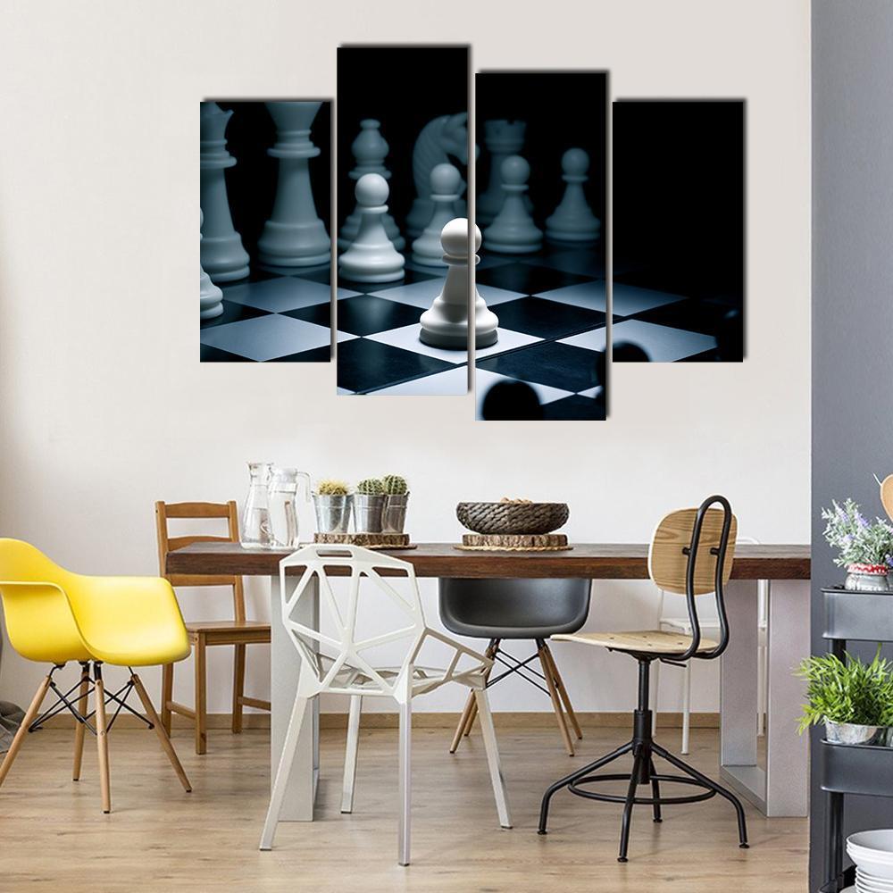 Chess White Go The First Canvas Wall Art-4 Pop-Gallery Wrap-50&quot; x 32&quot;-Tiaracle