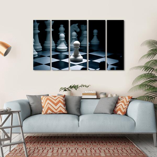 Chess White Go The First Canvas Wall Art-5 Horizontal-Gallery Wrap-22&quot; x 12&quot;-Tiaracle