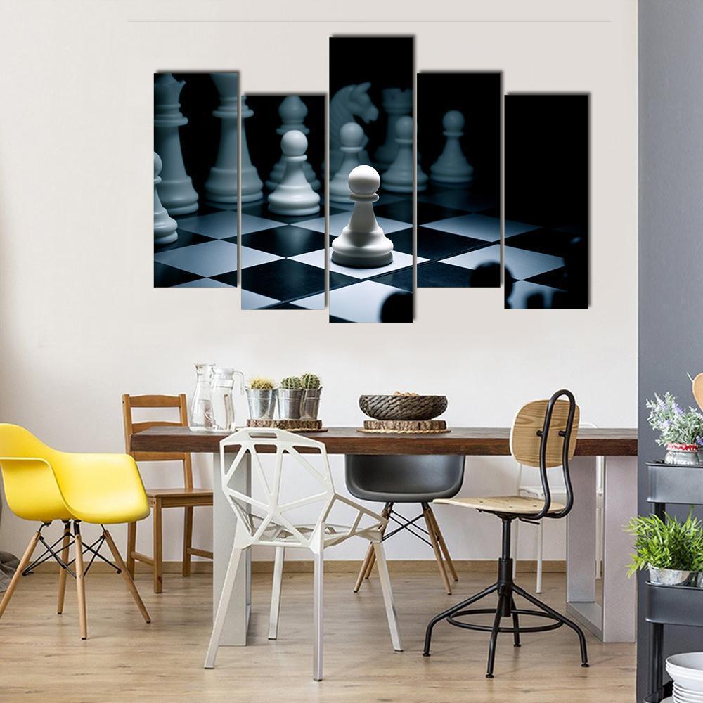 Chess White Go The First Canvas Wall Art-5 Pop-Gallery Wrap-47&quot; x 32&quot;-Tiaracle
