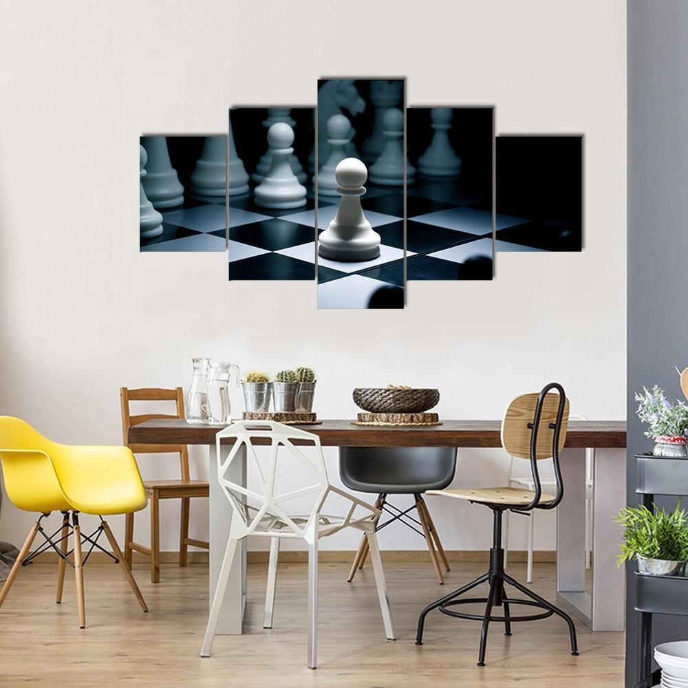 Chess White Go The First Canvas Wall Art-5 Pop-Gallery Wrap-47" x 32"-Tiaracle