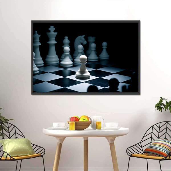 Chess White Go The First Canvas Wall Art-3 Horizontal-Gallery Wrap-25&quot; x 16&quot;-Tiaracle