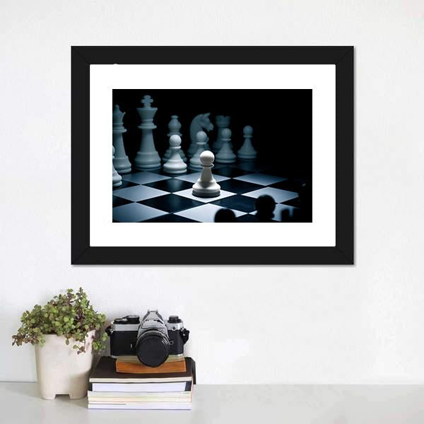 Chess White Go The First Canvas Wall Art-1 Piece-Framed Print-20&quot; x 16&quot;-Tiaracle