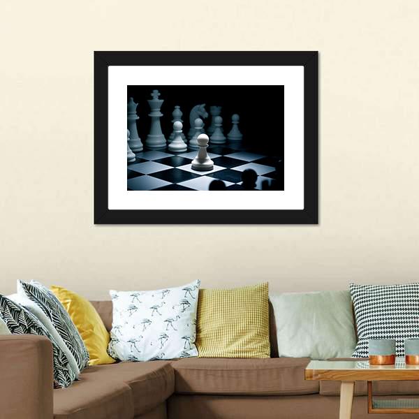 Chess White Go The First Canvas Wall Art-3 Horizontal-Gallery Wrap-25&quot; x 16&quot;-Tiaracle