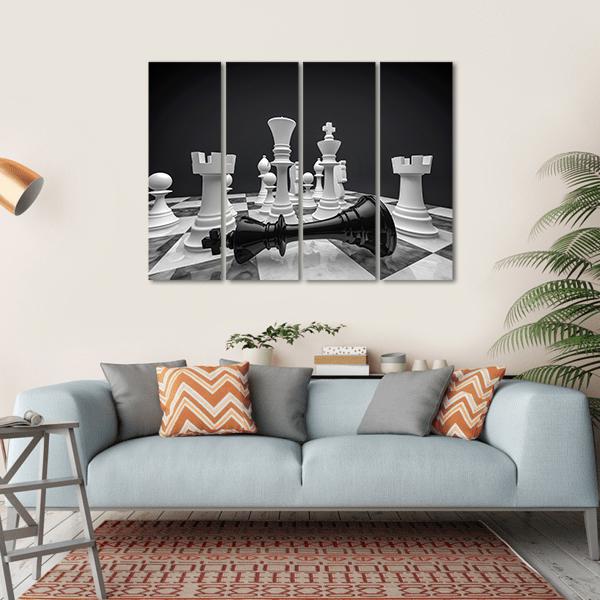 Chess White Wins Canvas Wall Art-4 Horizontal-Gallery Wrap-34&quot; x 24&quot;-Tiaracle