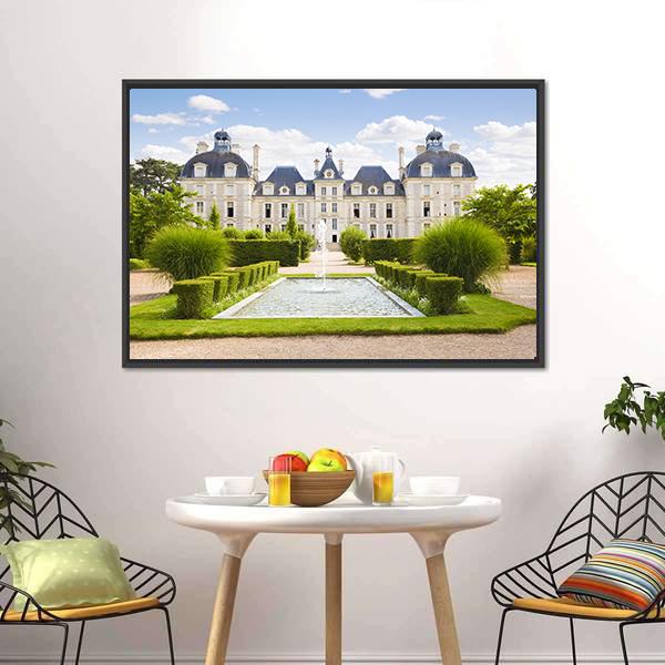 Cheverny Chateau Canvas Wall Art-1 Piece-Floating Frame-24" x 16"-Tiaracle