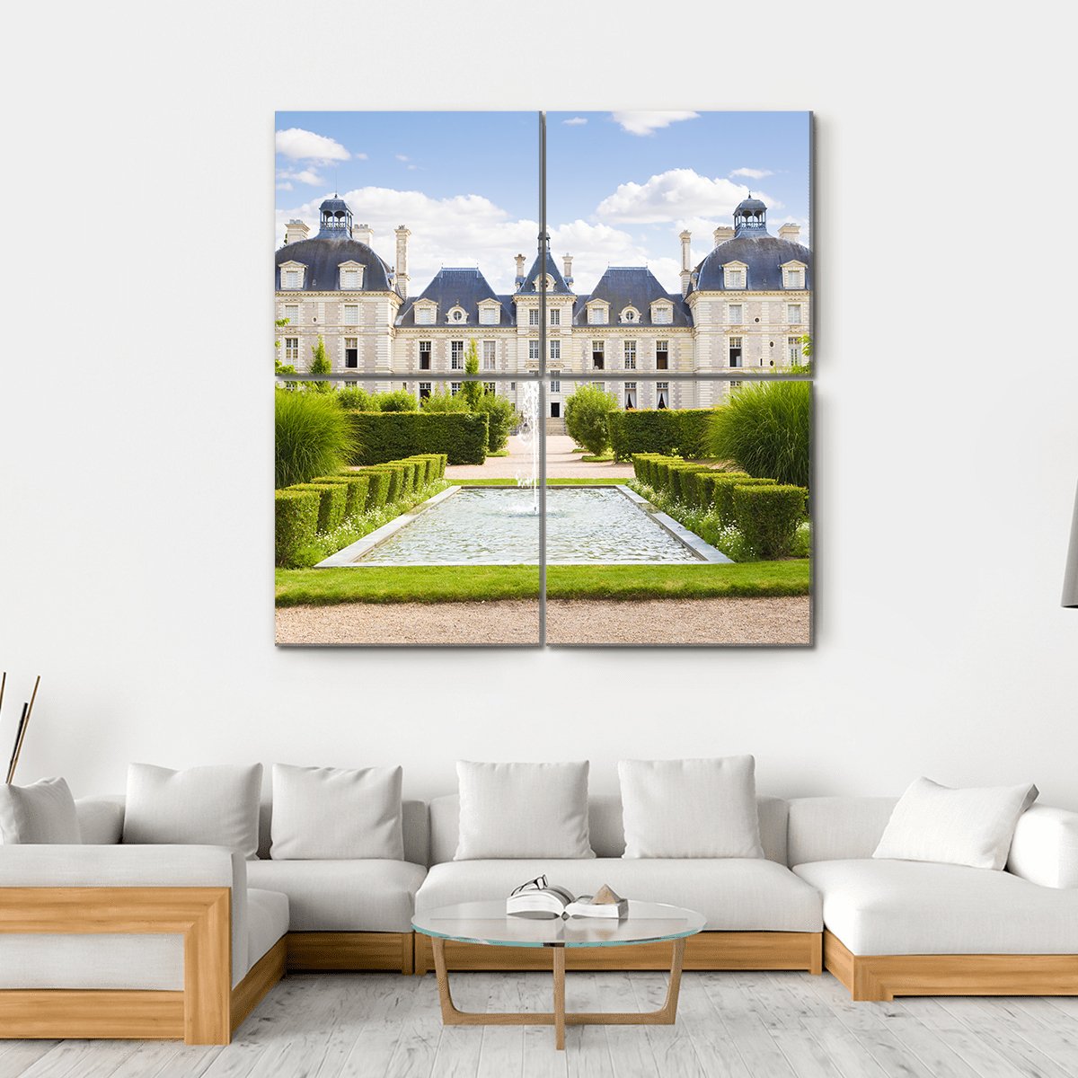 Cheverny Chateau Canvas Wall Art-4 Square-Gallery Wrap-17" x 17"-Tiaracle