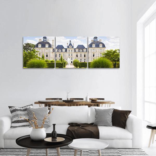 Cheverny Chateau Panoramic Canvas Wall Art-3 Piece-25" x 08"-Tiaracle