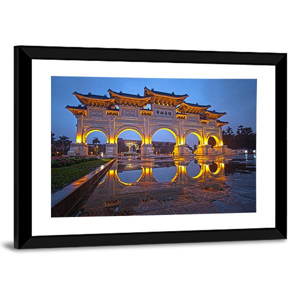 Chiang Kai Shek Memorial Hall At Night Canvas Wall Art-5 Horizontal-Gallery Wrap-22" x 12"-Tiaracle