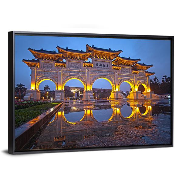 Chiang Kai Shek Memorial Hall At Night Canvas Wall Art-5 Horizontal-Gallery Wrap-22" x 12"-Tiaracle