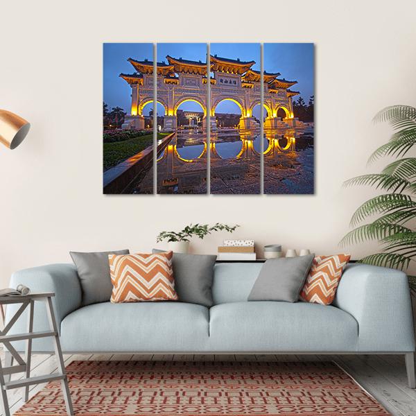 Chiang Kai Shek Memorial Hall At Night Canvas Wall Art-4 Horizontal-Gallery Wrap-34" x 24"-Tiaracle