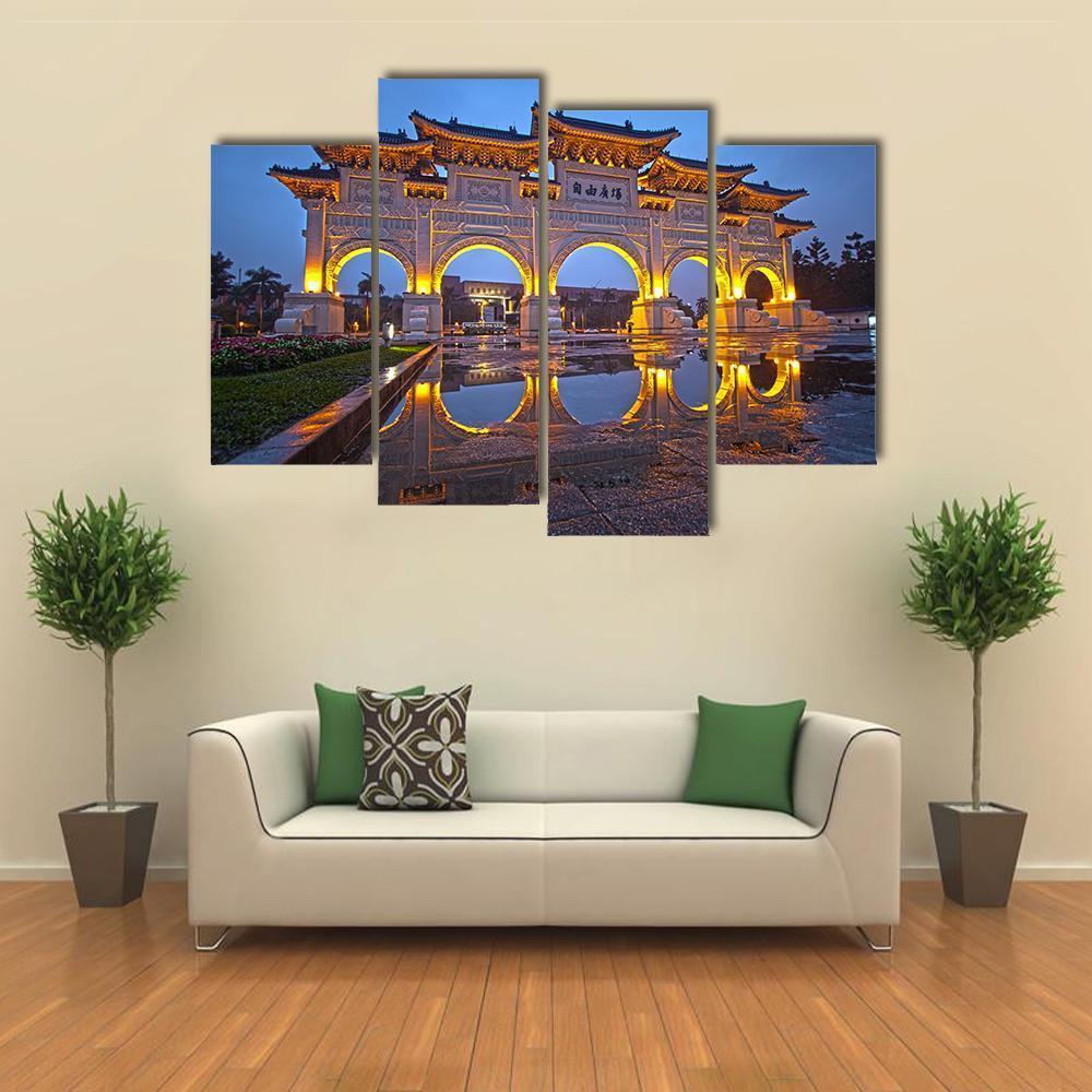 Chiang Kai Shek Memorial Hall At Night Canvas Wall Art-4 Pop-Gallery Wrap-50" x 32"-Tiaracle
