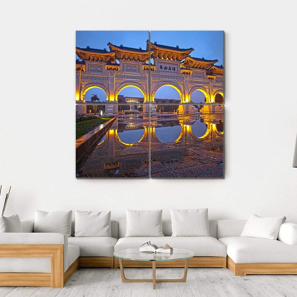 Chiang Kai Shek Memorial Hall At Night Canvas Wall Art-4 Square-Gallery Wrap-17" x 17"-Tiaracle