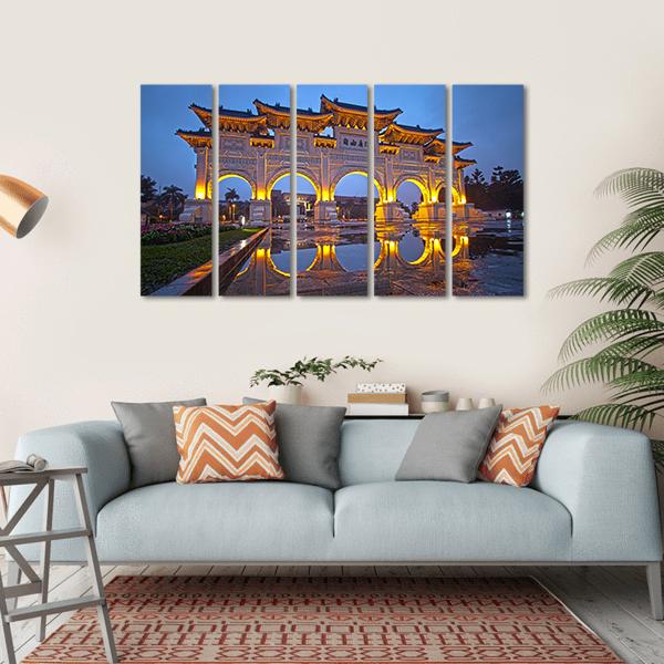 Chiang Kai Shek Memorial Hall At Night Canvas Wall Art-5 Horizontal-Gallery Wrap-22" x 12"-Tiaracle