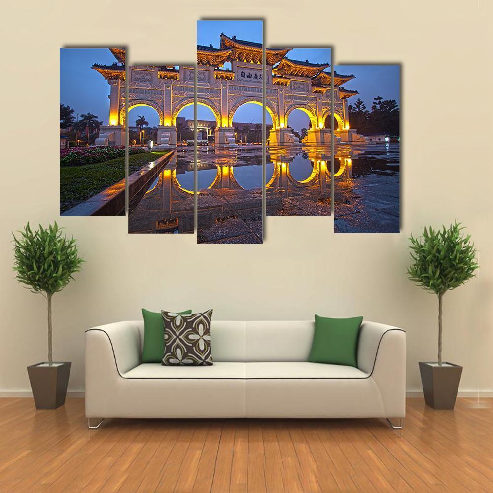Chiang Kai Shek Memorial Hall At Night Canvas Wall Art-5 Pop-Gallery Wrap-47" x 32"-Tiaracle