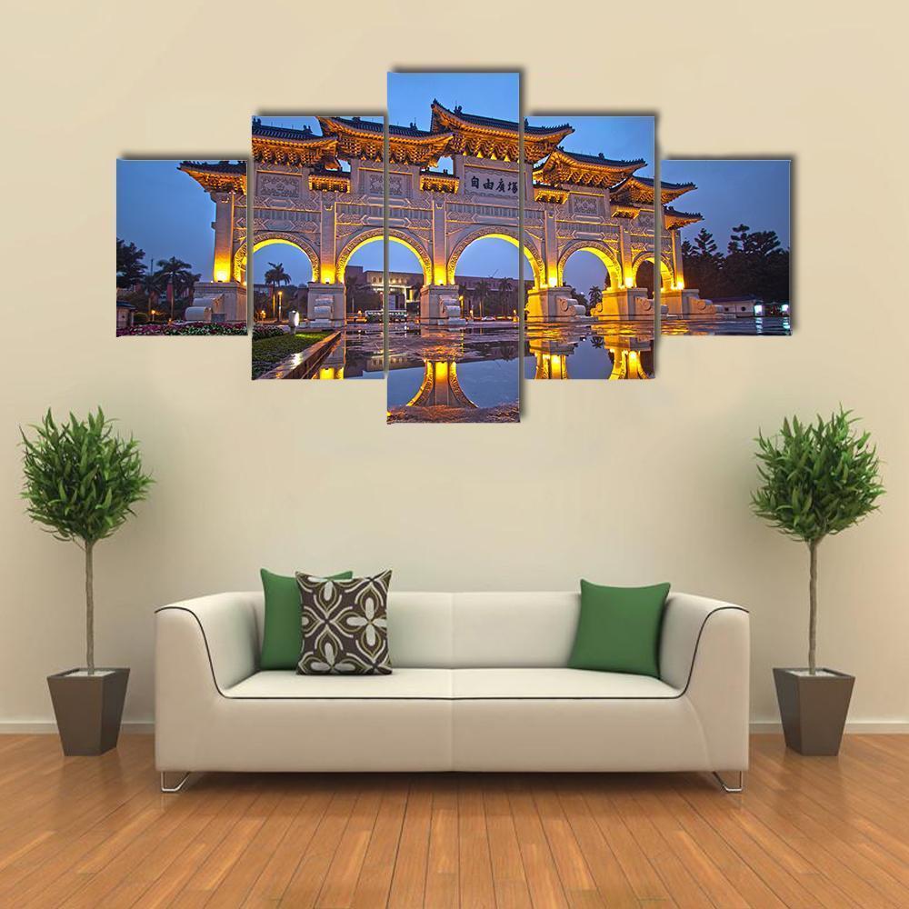 Chiang Kai Shek Memorial Hall At Night Canvas Wall Art-5 Star-Gallery Wrap-62" x 32"-Tiaracle